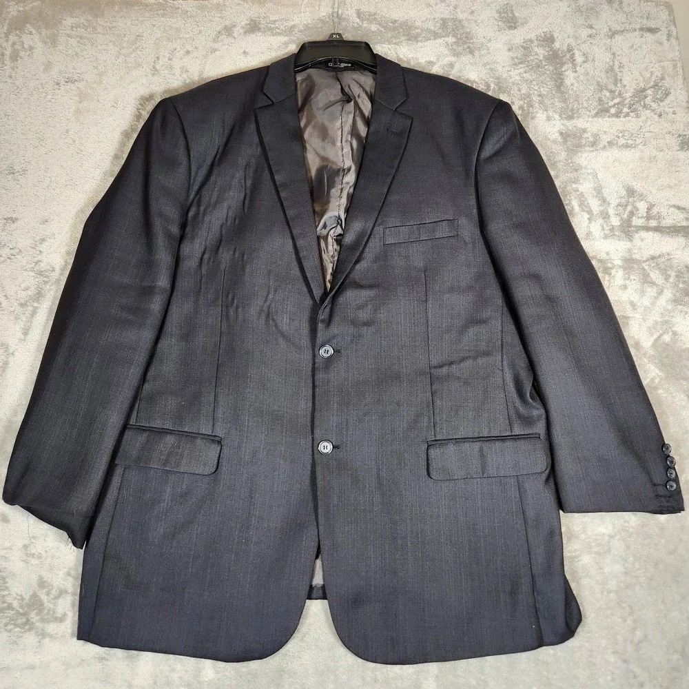 DeZilino Couture Suit‎ Blazer 48L Gray Wool Touch Super 150s 2 Button